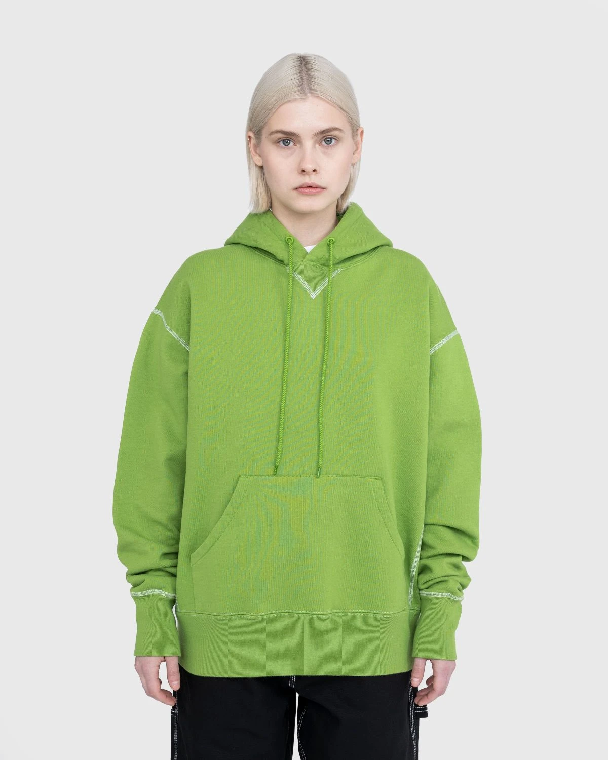 Highsnobiety – Contrast Stitch Fleece Hoodie Green - Image 2