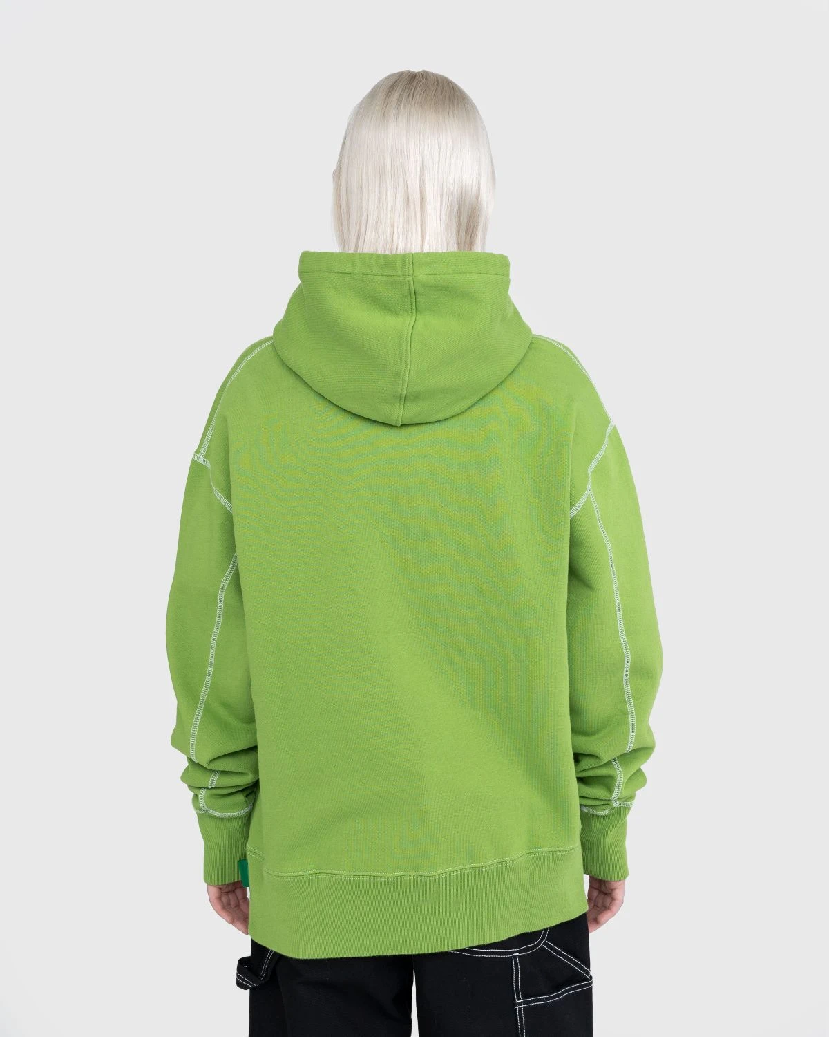 Highsnobiety – Contrast Stitch Fleece Hoodie Green - Image 3