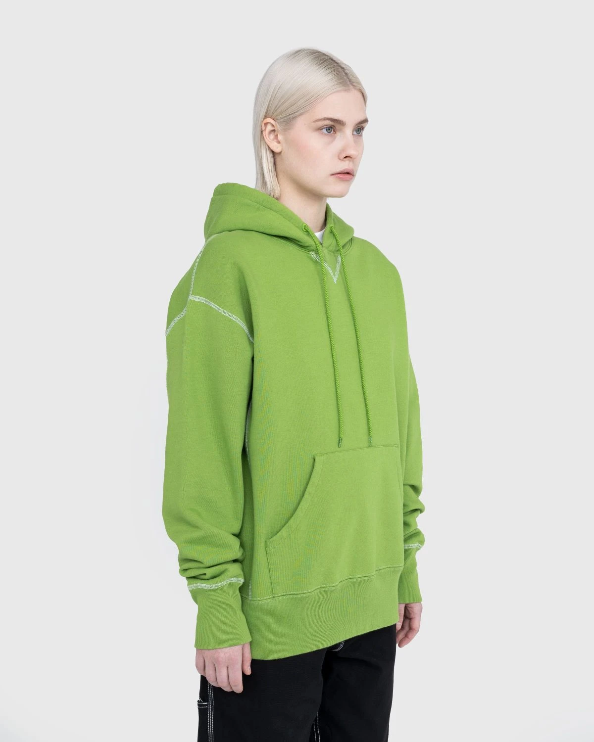 Highsnobiety – Contrast Stitch Fleece Hoodie Green - Image 4