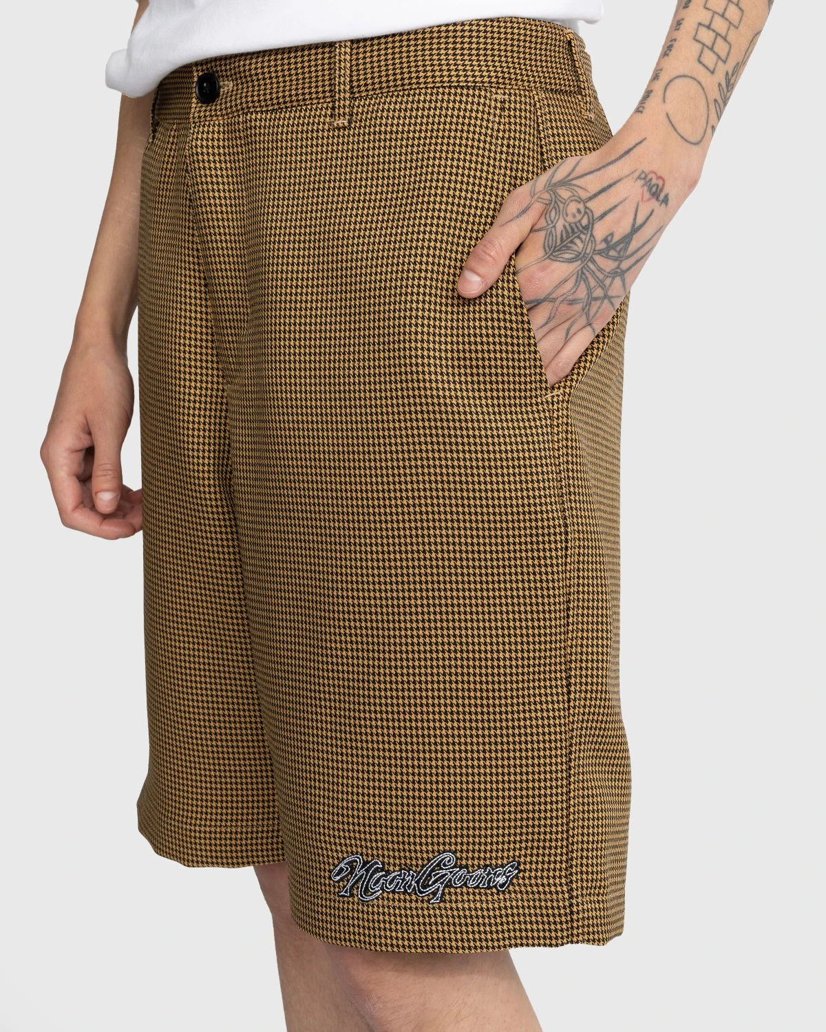 Noon Goons – Banned Houndstooth Shorts Brown - Image 6