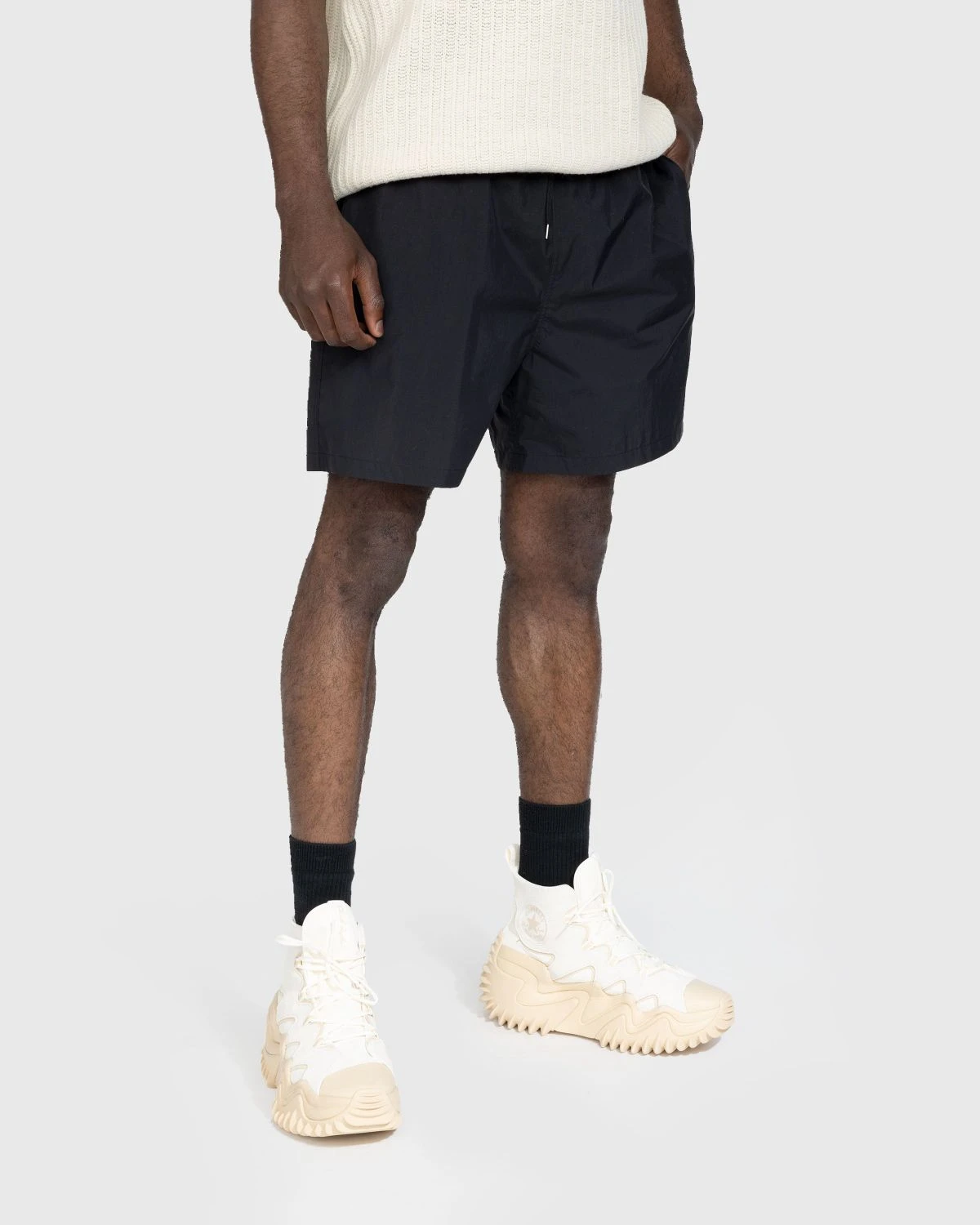 Auralee – Washed Cotton Nylon Weather Easy Shorts Black - Image 2