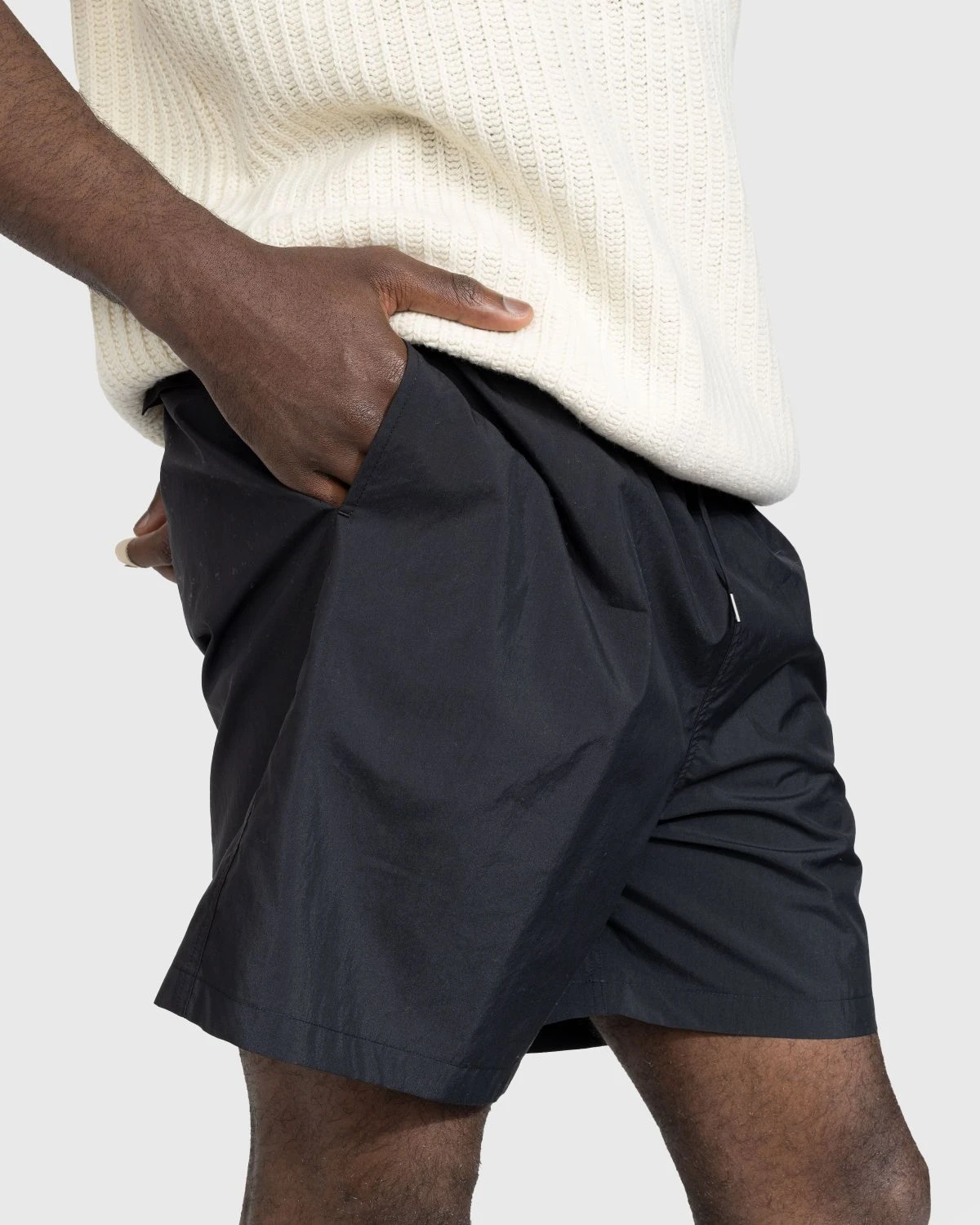 Auralee – Washed Cotton Nylon Weather Easy Shorts Black - Image 4
