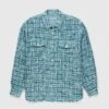 Auralee – Homespun Summer Tweed Shirts Blouson Light Blue/Navy