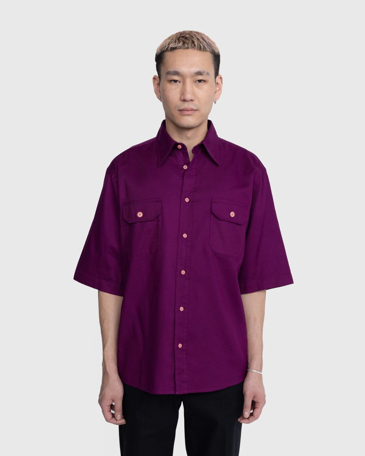 Acne Studios – Short-Sleeve Button-Up Shirt Purple - Image 2