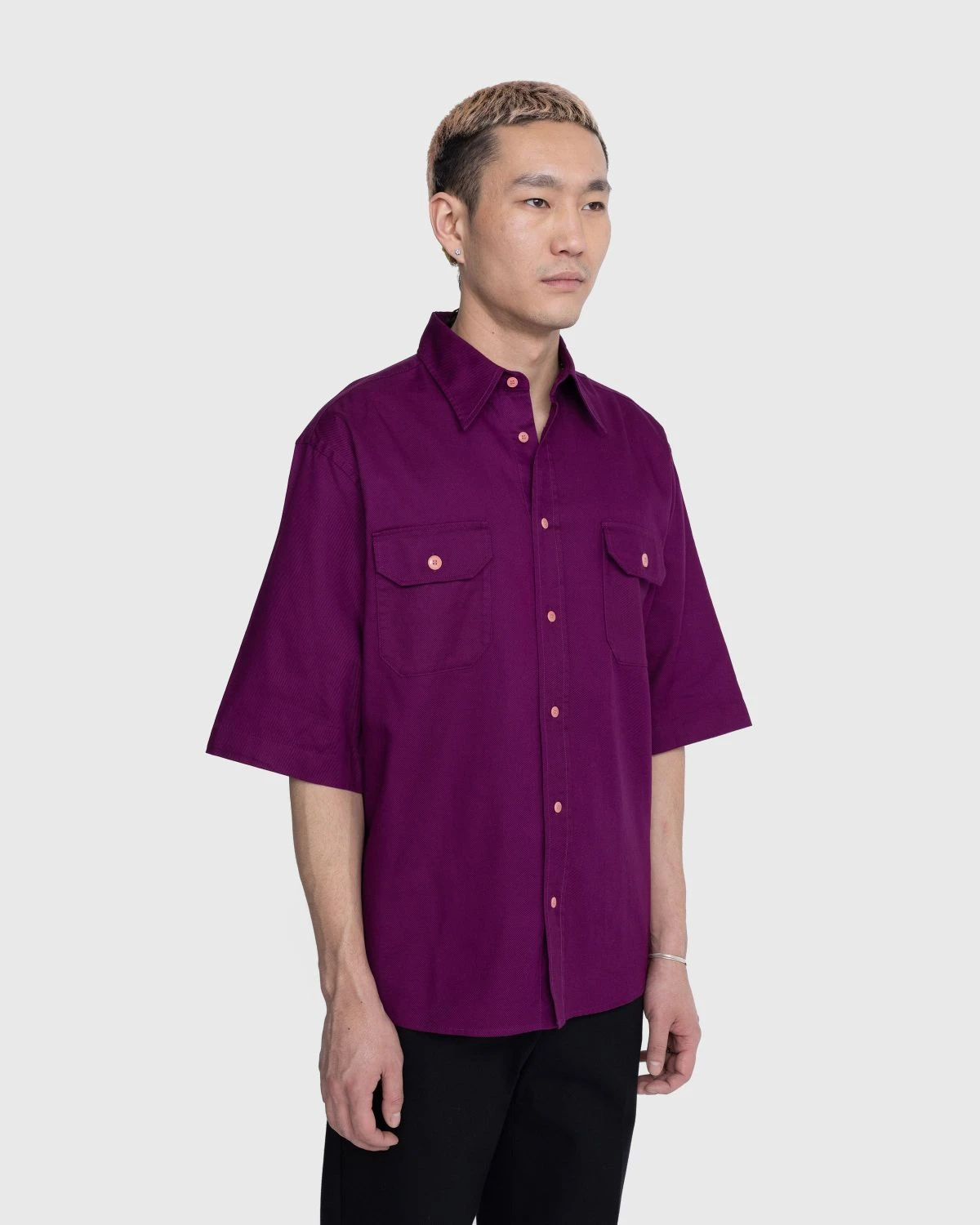 Acne Studios – Short-Sleeve Button-Up Shirt Purple - Image 4