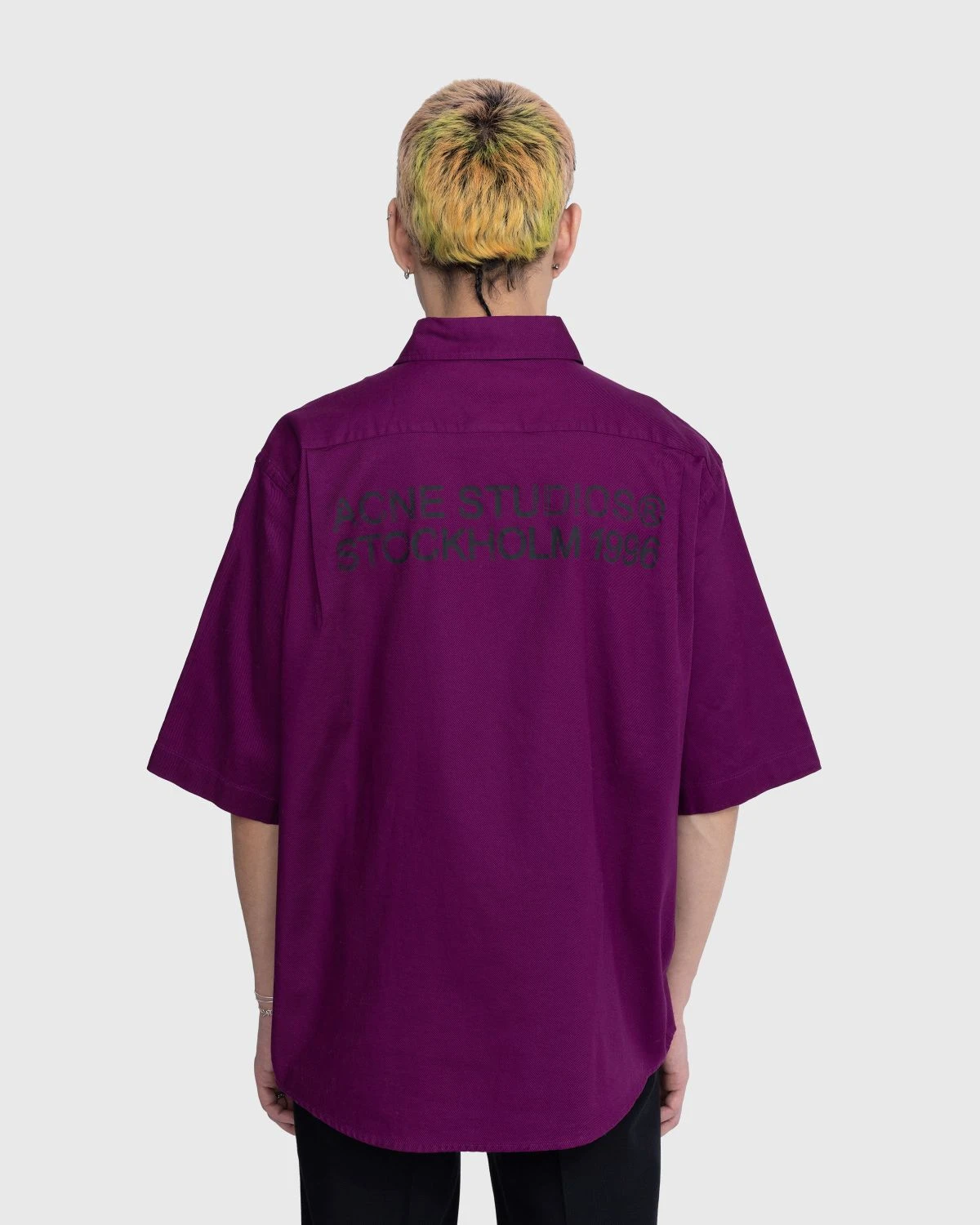 Acne Studios – Short-Sleeve Button-Up Shirt Purple - Image 3