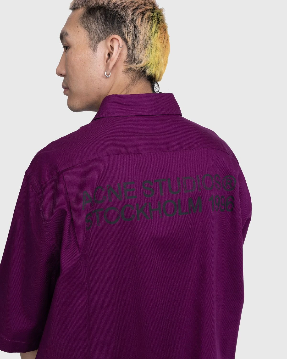 Acne Studios – Short-Sleeve Button-Up Shirt Purple - Image 5