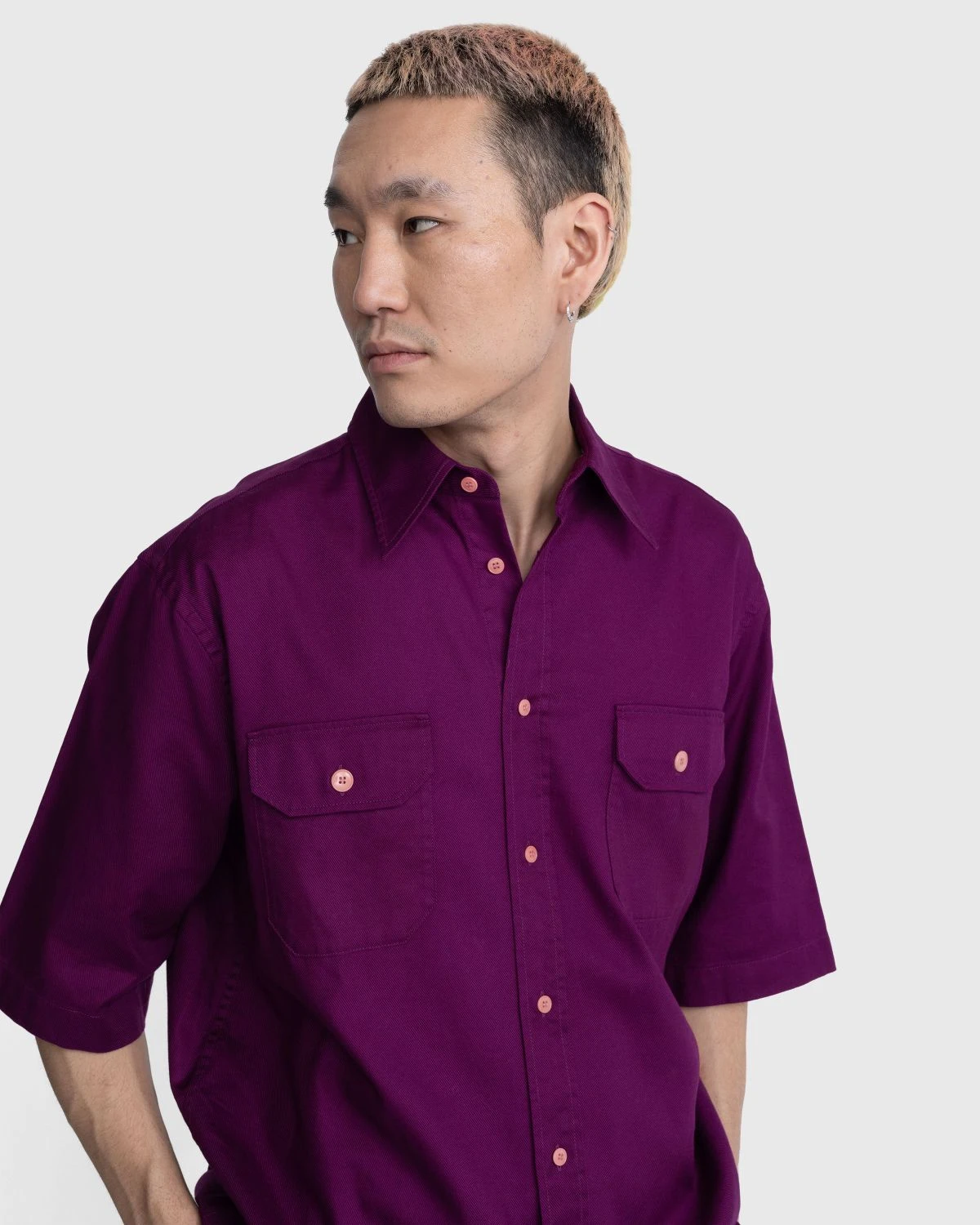Acne Studios – Short-Sleeve Button-Up Shirt Purple - Image 6