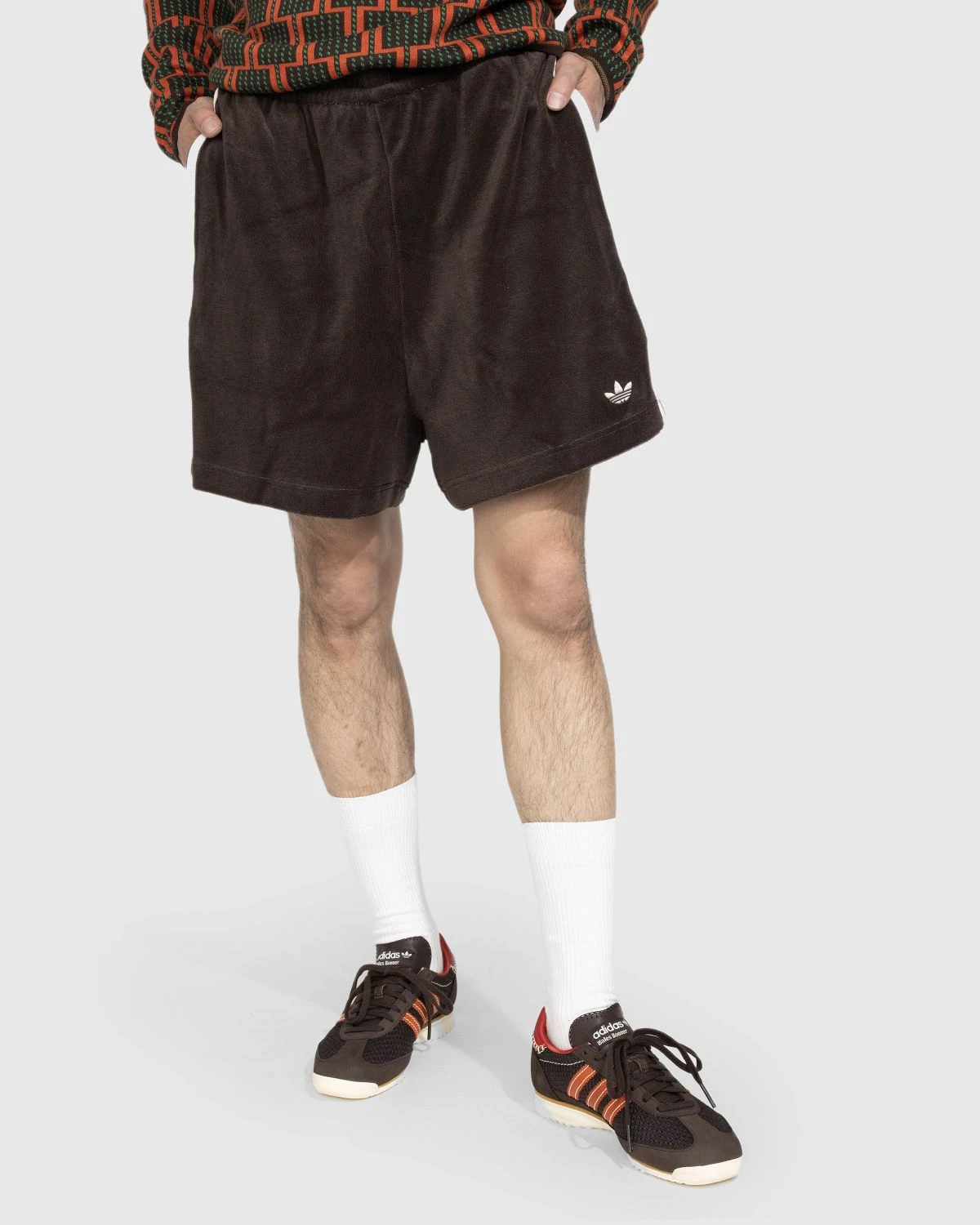 Adidas X Wales Bonner – Cotton Blend Shorts Dark Brown - Image 2