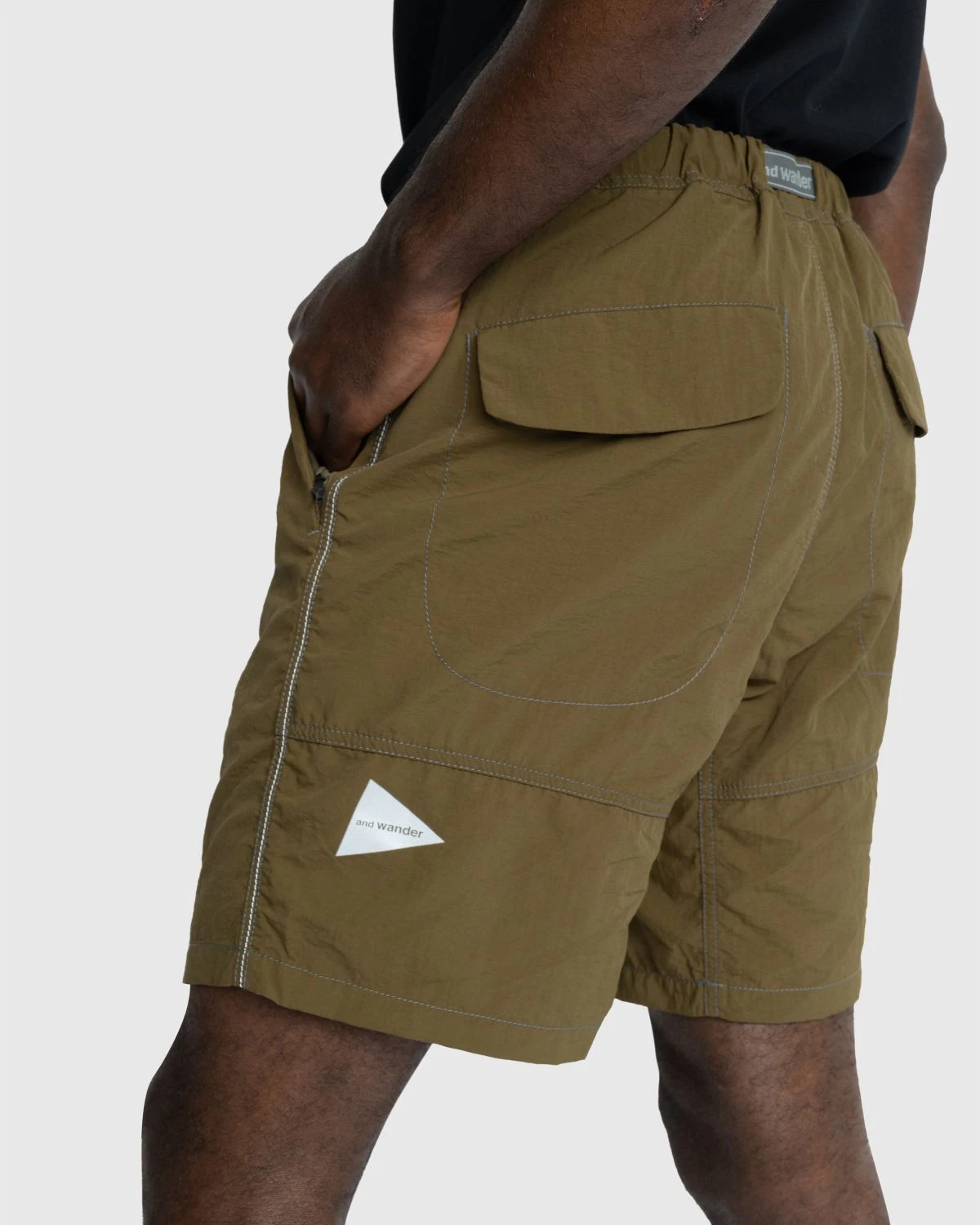 And Wander – Ny Taffeta Hiker Shorts Khaki - Image 4