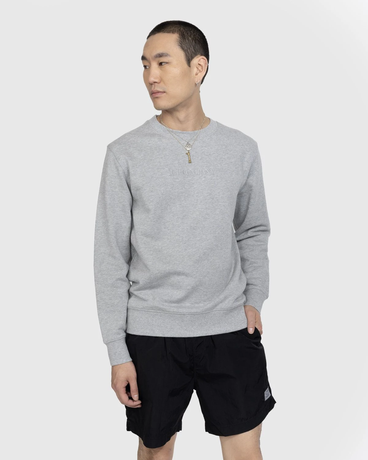C.P. Company β Diagonal Raised Fleece Logo Sweatshirt Grey - Image 2