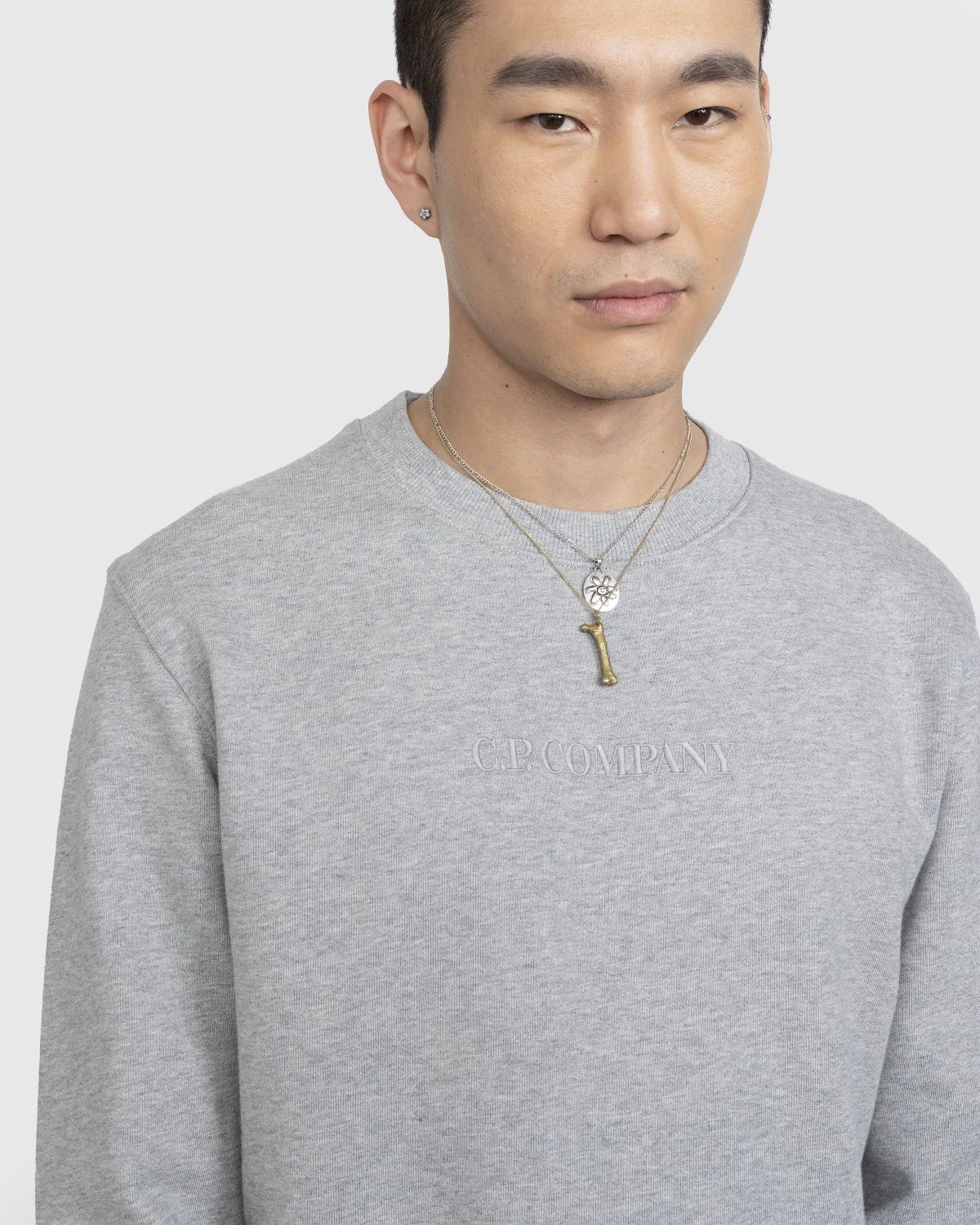 C.P. Company β Diagonal Raised Fleece Logo Sweatshirt Grey - Image 4