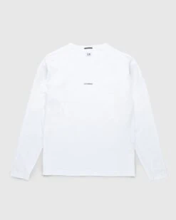 C.P. Company – 70/2 Mercerized Jersey Twisted Long Sleeved Logo T-Shirt White