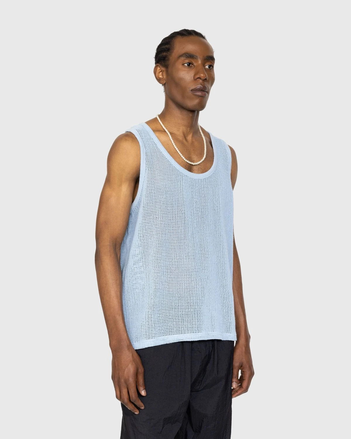 Highsnobiety – Cotton Mesh Knit Tank Top Blue - Image 3