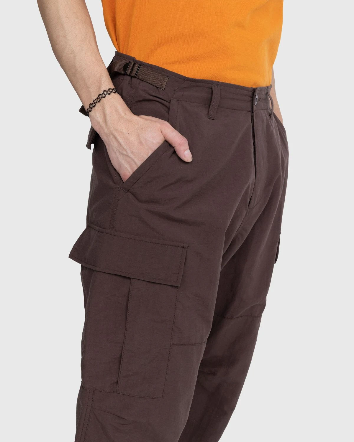 Highsnobiety – Nylon Cargo Pants Brown - Image 5