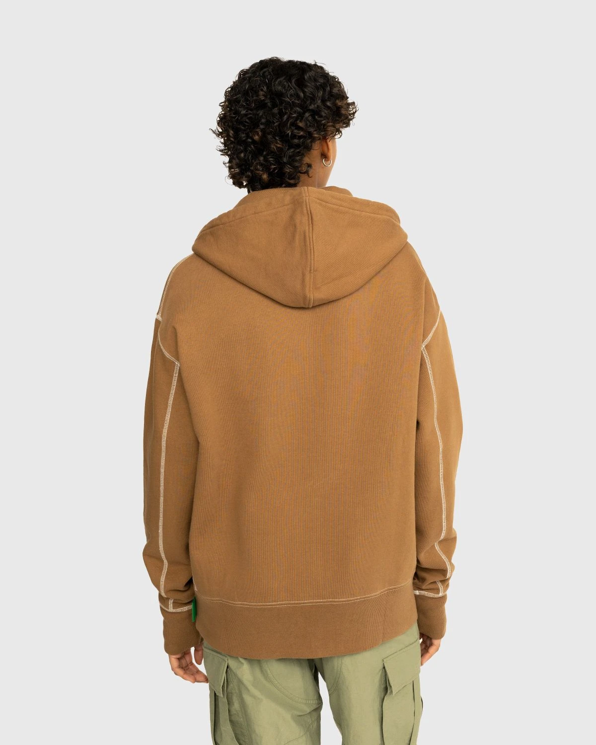 Highsnobiety – Contrast Stitch Zip Fleece Hoodie Brown - Image 3