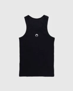 Marine Serre – Organic Cotton Fitted Tank Top Black