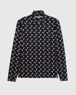 Marine Serre – All-Over Moon Print Second Skin Top Black