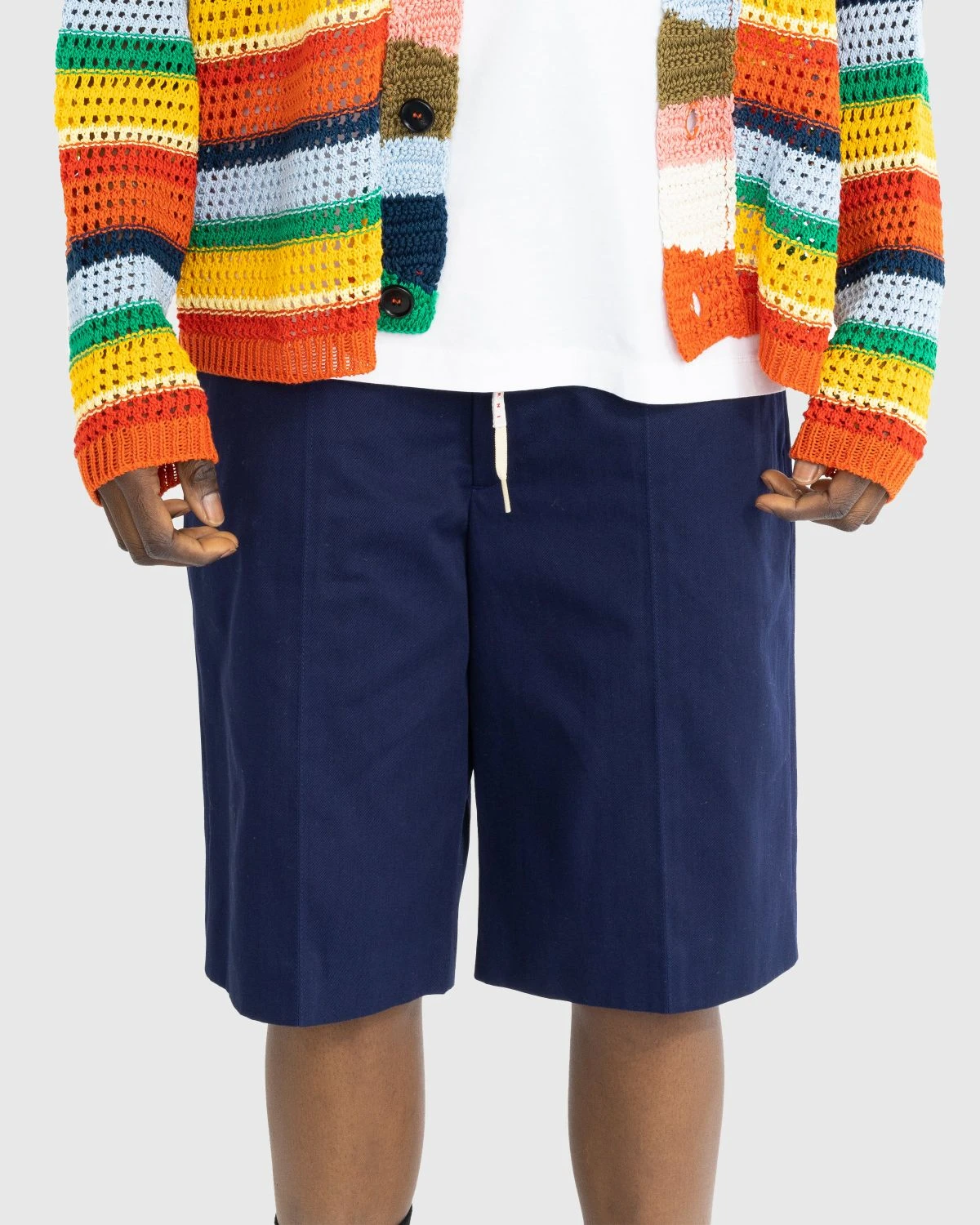 Marni – Drawstring Chino Shorts Ink Blue - Image 2