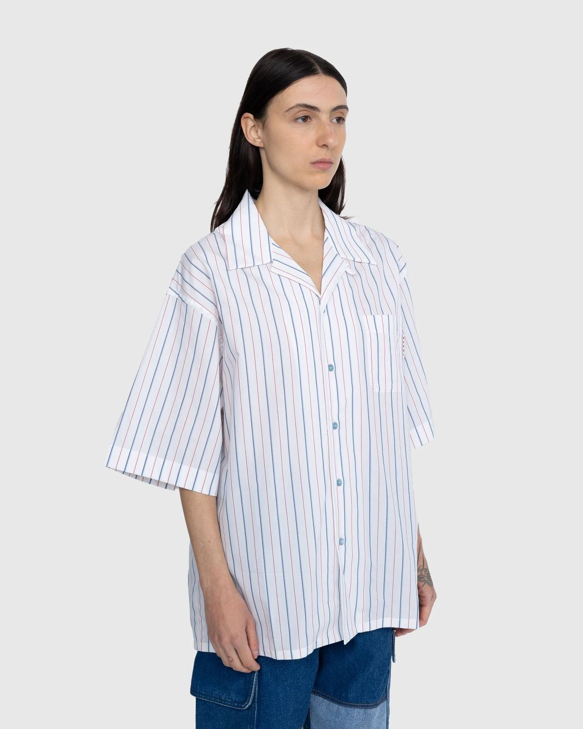 Marni – Striped Button-Up Shirt White - Image 4