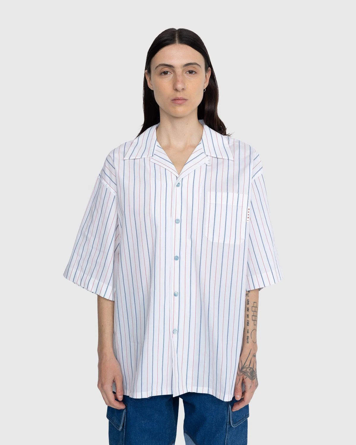 Marni – Striped Button-Up Shirt White - Image 2