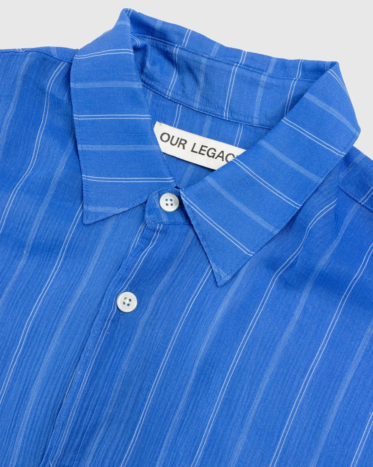 Our Legacy – Initial Shirt Blue Rayon Plait Stripe - Image 5