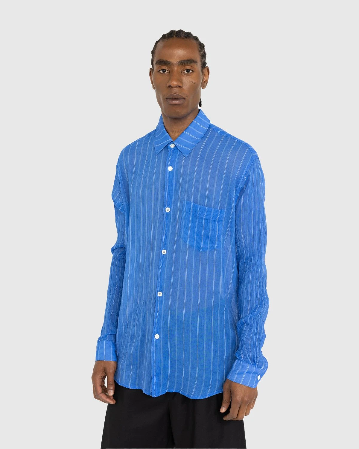 Our Legacy – Initial Shirt Blue Rayon Plait Stripe - Image 2