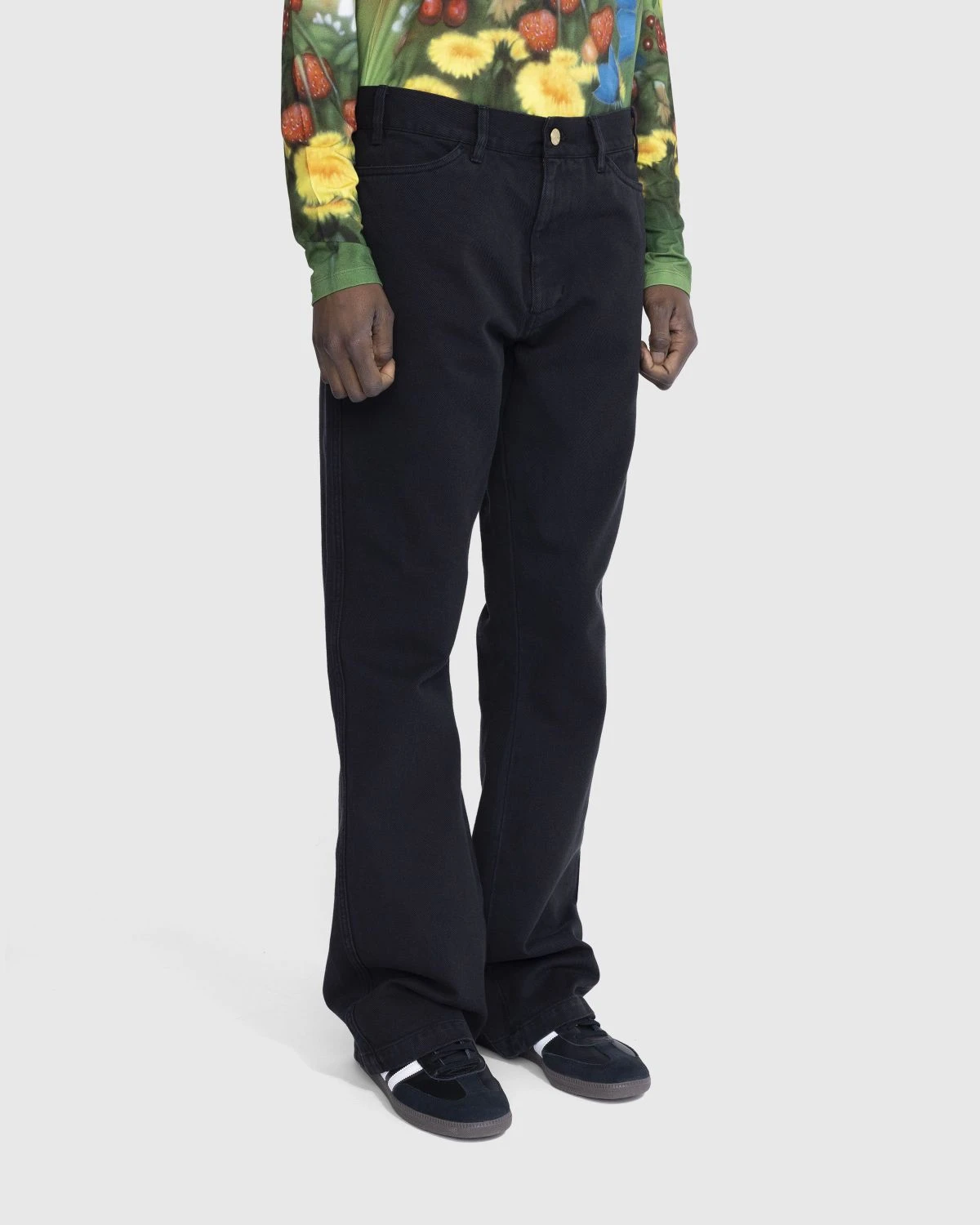 Stockholm Surfboard Club – Flared Cotton Twill Trousers Black - Image 4