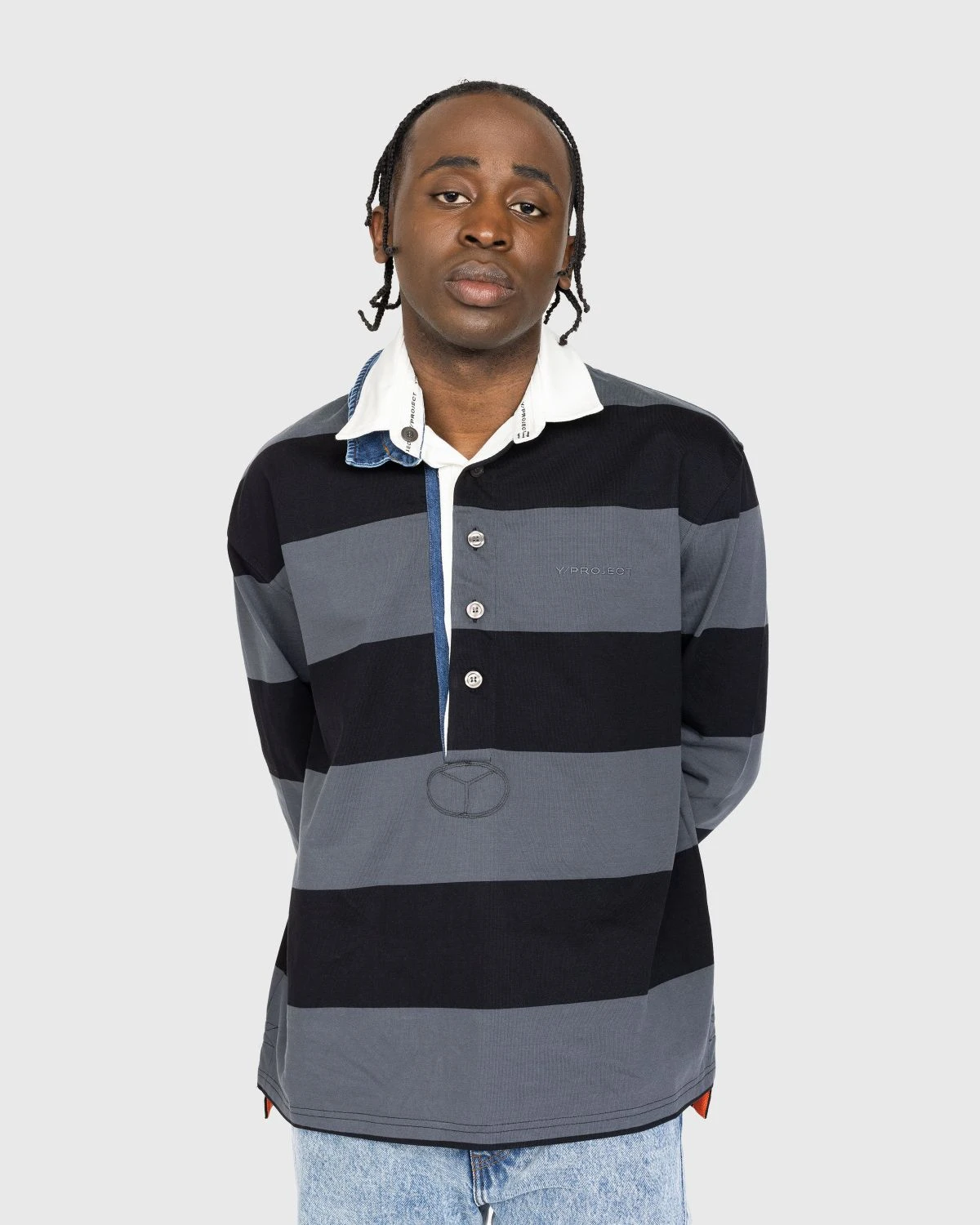 Y/Project – Triple Collar Rugby Polo Black/Grey - Image 2
