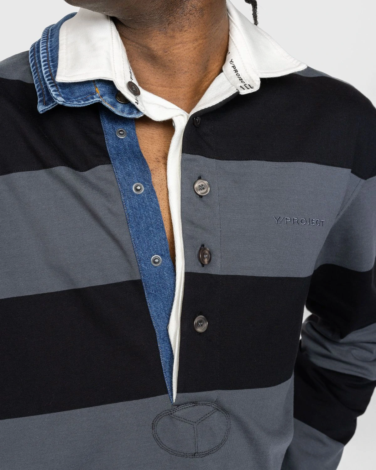Y/Project – Triple Collar Rugby Polo Black/Grey - Image 4
