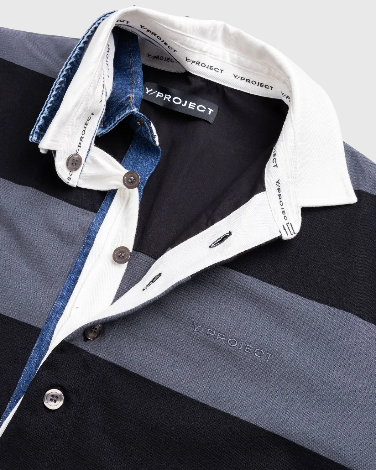 Y/Project – Triple Collar Rugby Polo Black/Grey - Image 5